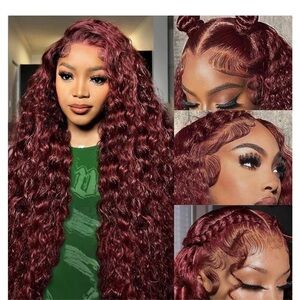 Elegant Burgundy Curly Wig